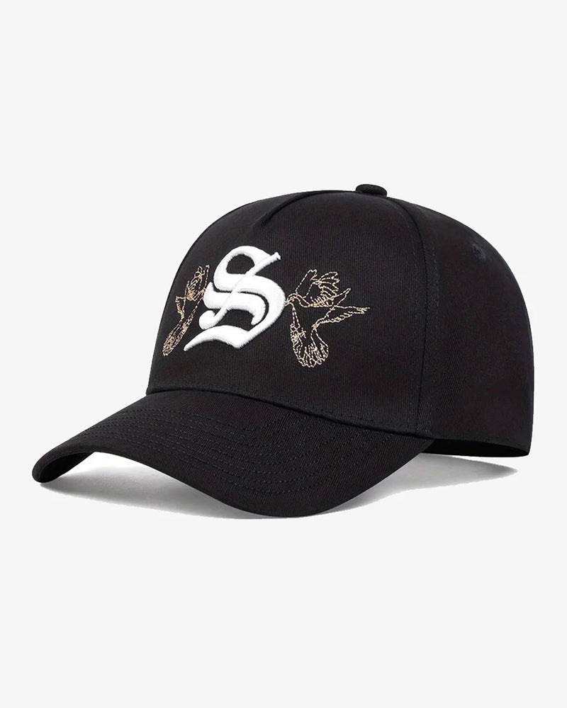 Black Gothic Pigeon Embroidered Cap - C0205 – Elite Caps