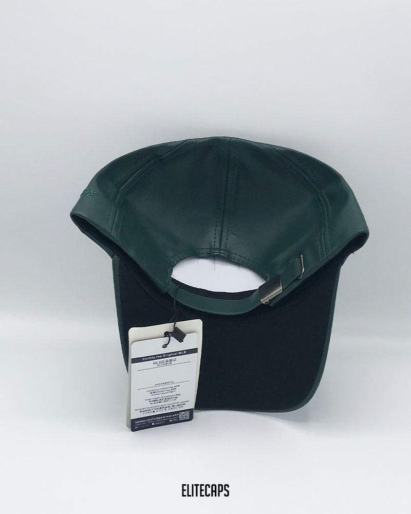 NY Deep Green Yankees Faux Leather Cap - C0361