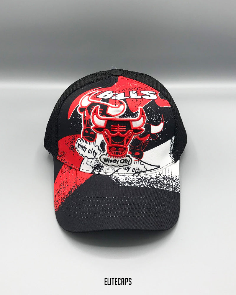 Red & Black Bull Embroidered  Trucker Cap - C0376