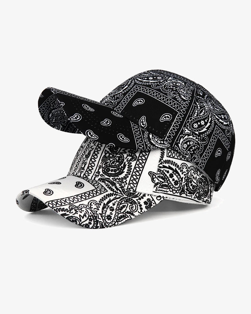 Black & White Paisley Cap - C0114