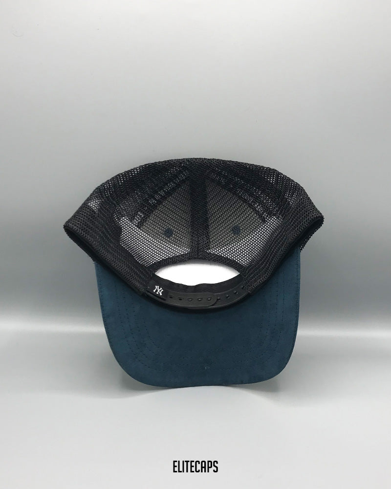 NY Teal Suede Trucker Cap - C0388