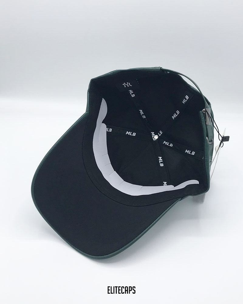 NY Deep Green Yankees Faux Leather Cap - C0361