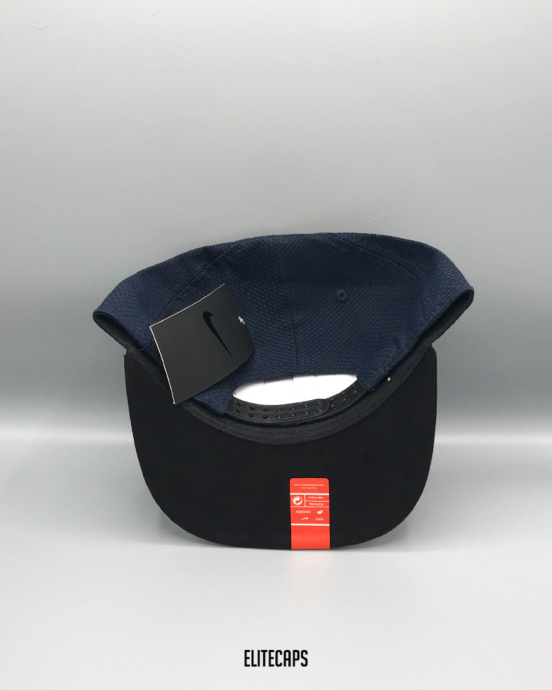 NK Navy Black Flat-Brim Snapback - C0390