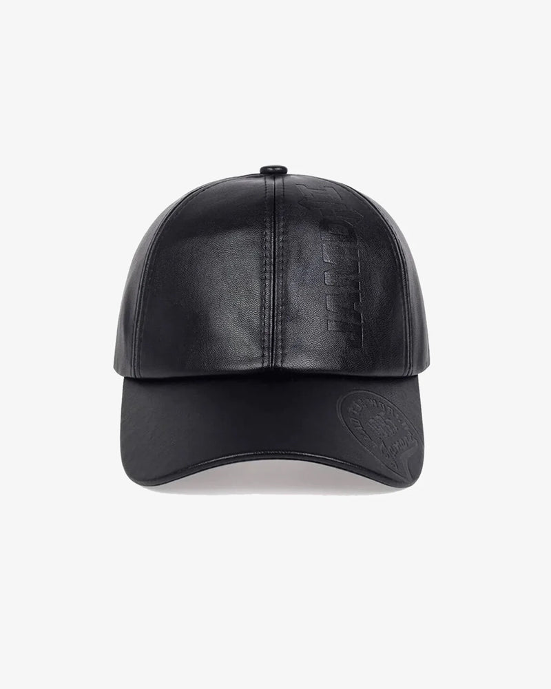 Black Leather Embossed Baseball Cap - C0220