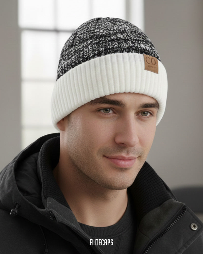 Two-Tone Salty Knitted Beanie - B0128W
