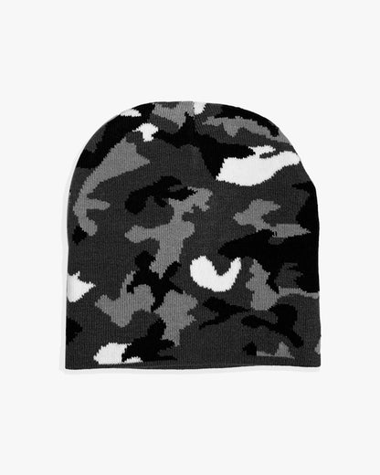 Deep Grey Camouflage Knit Beanie - B0111