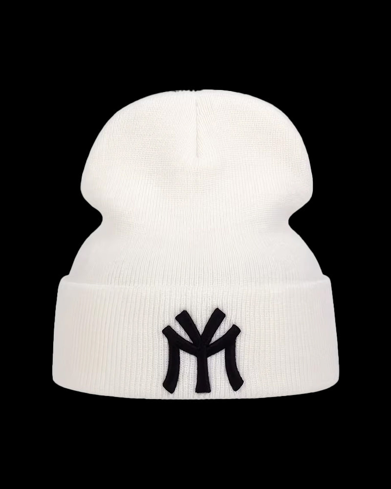 NY Embroidered Grey Soft Knit Beanie - B0115