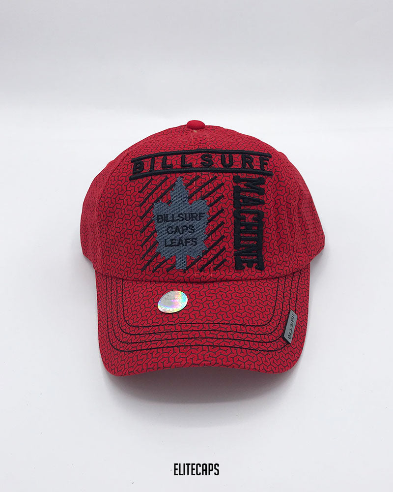Red Pattern Machine Embroidered  Cap - C0342