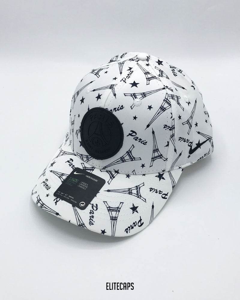 NKE White Paris Pattern Baseball Cap - C0606