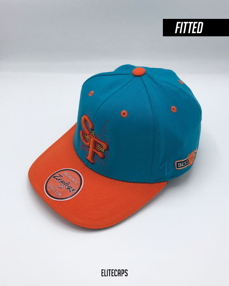 Santa Fe Fuego Turquoise Fitted Snapback Cap - C0429