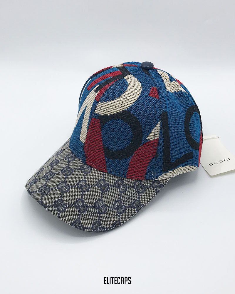 GIUCCI GG Blue & Red Canvas Baseball Cap - C0579