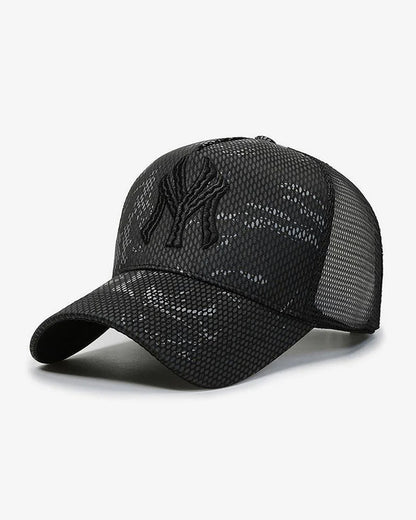 Black & Grey NY Embroidered Mesh Cap - C0154