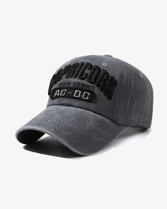 Grey Contrast Capricorn Embroidered Cap - C0193