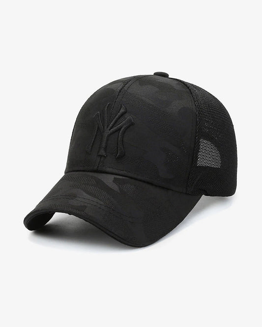 Black Camo NY Embroidered Mesh Cap - C0175