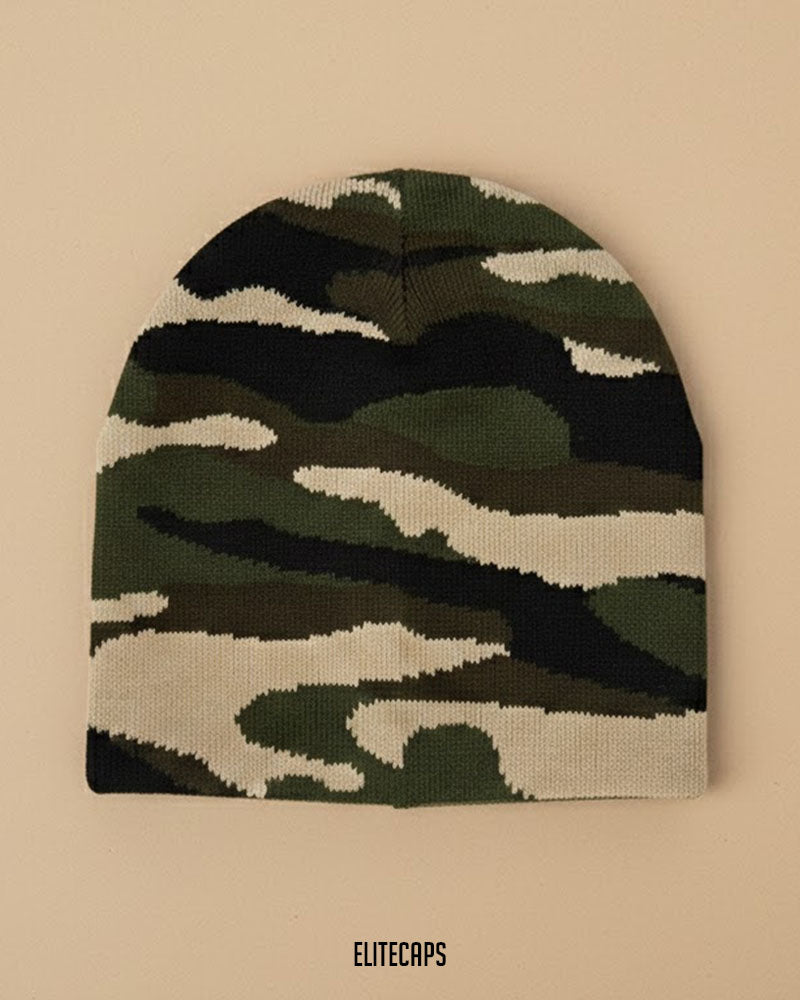 Green Camouflage Jacquard Beanie - B0131