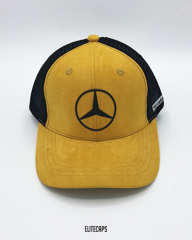 Yellow Mercedes Suede Trucker Cap - C0686