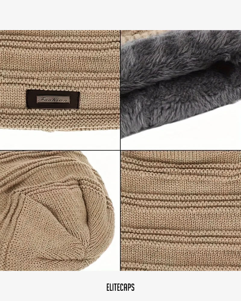 Versatile Knitted & Velvet Beanie - B0226