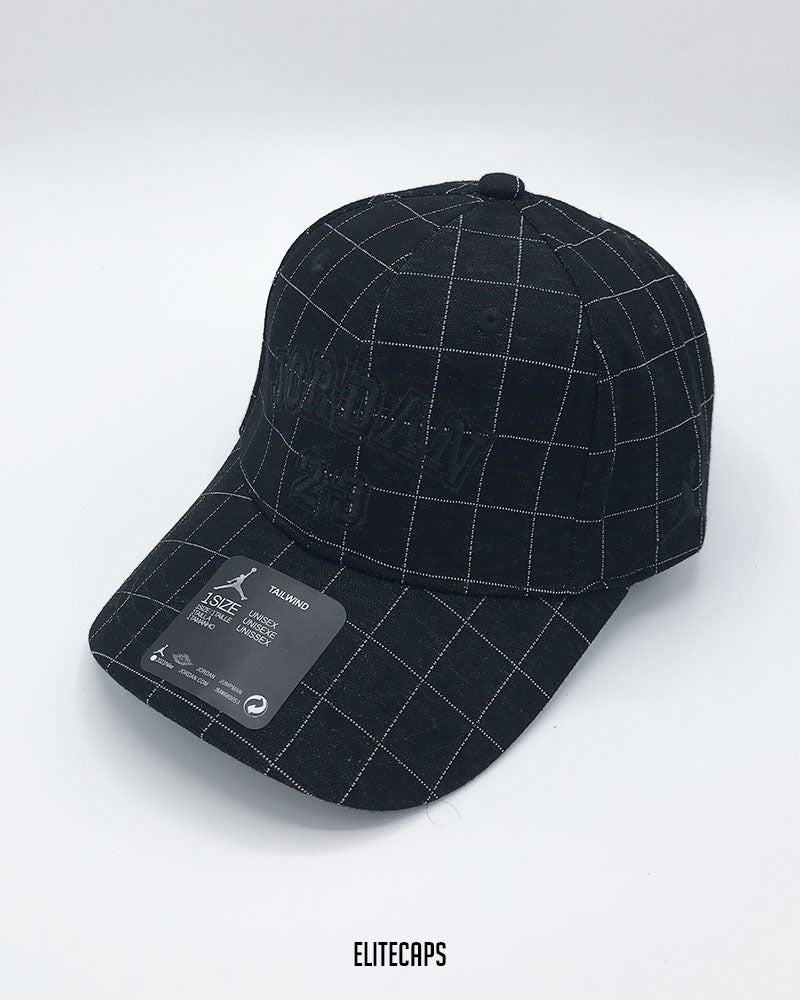 Black Checked JORDAN Embroidered Baseball Cap - C0552