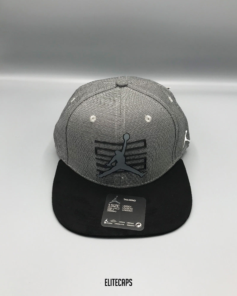 JDN Grey & Black Pinstripe Snapback Cap - C0397