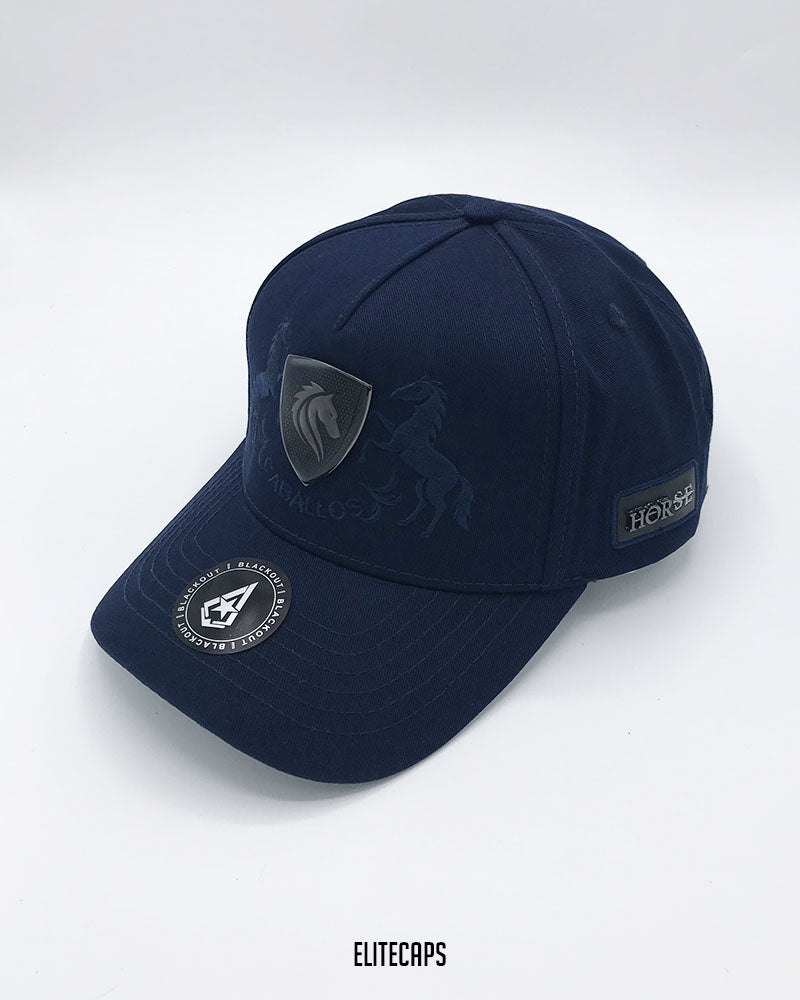 Luxury Navy Horse Embroidered BKT Cap - C0554