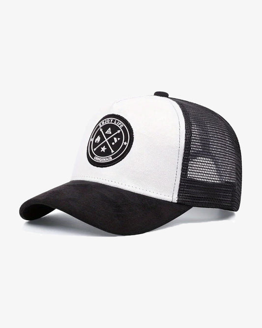 Black & White Royal Velvet Trucker Cap - C0141