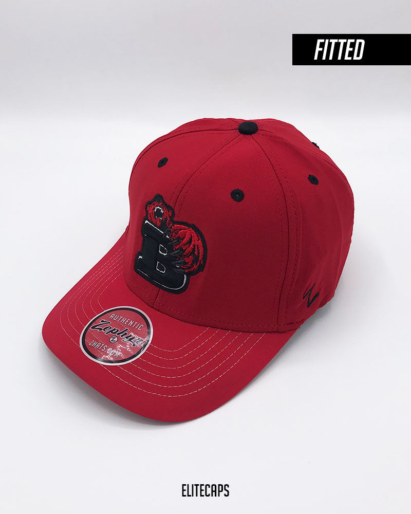 Red B-Bear Retro Embroidered Fitted Cap - C0486