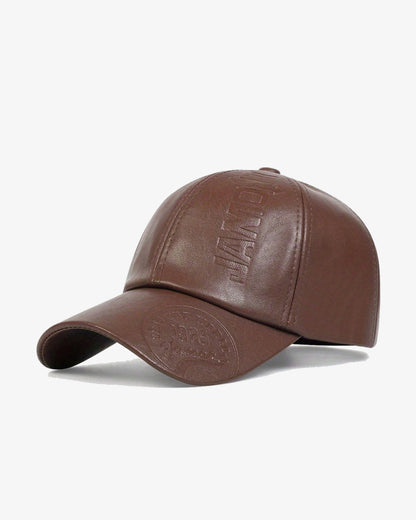 Brown Leather Embossed Baseball Cap - C0244