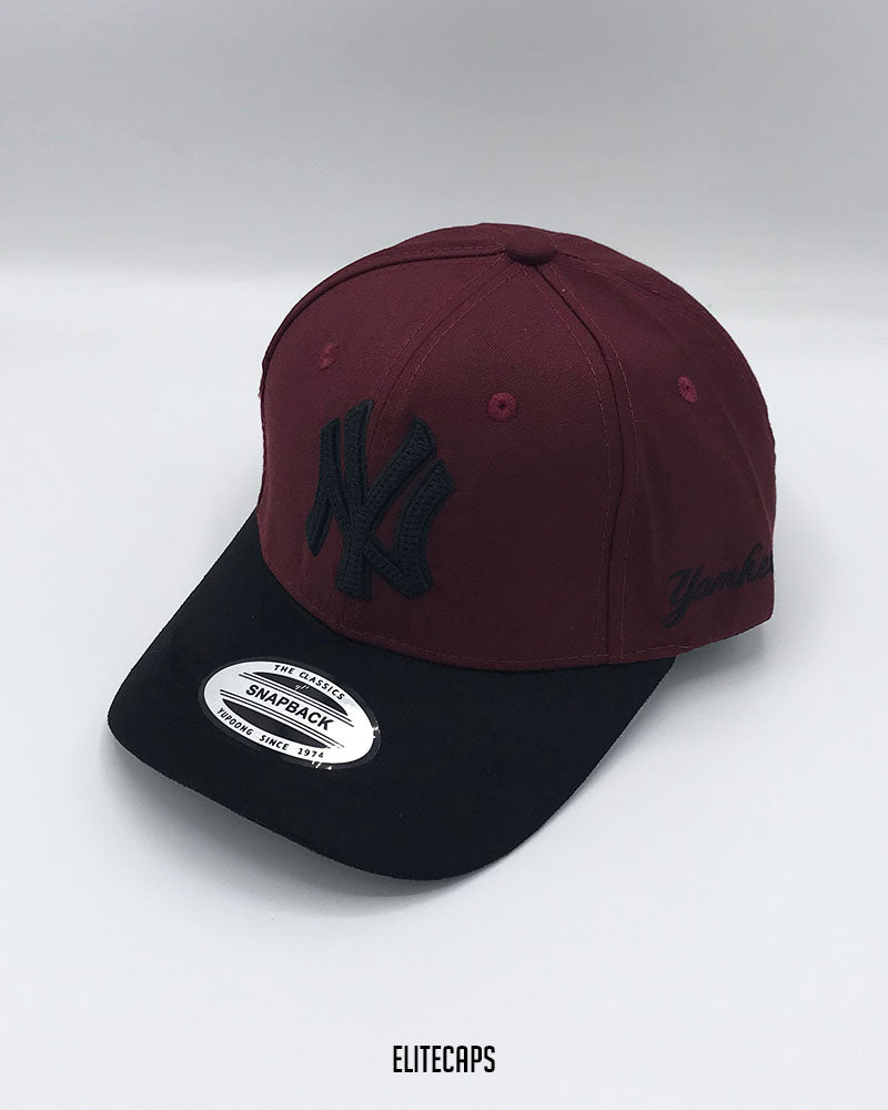 NY Maroon Two-Tone Baseball Cap - C0438