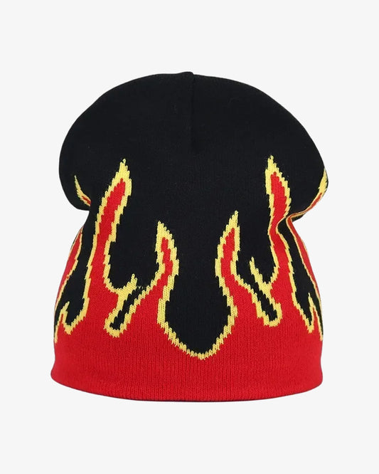 Black Vintage Flame Beanie - B0101