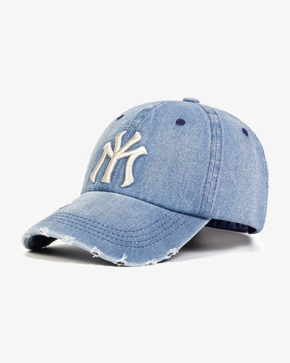 NY Embroidered Blue Denim Cap - C0135