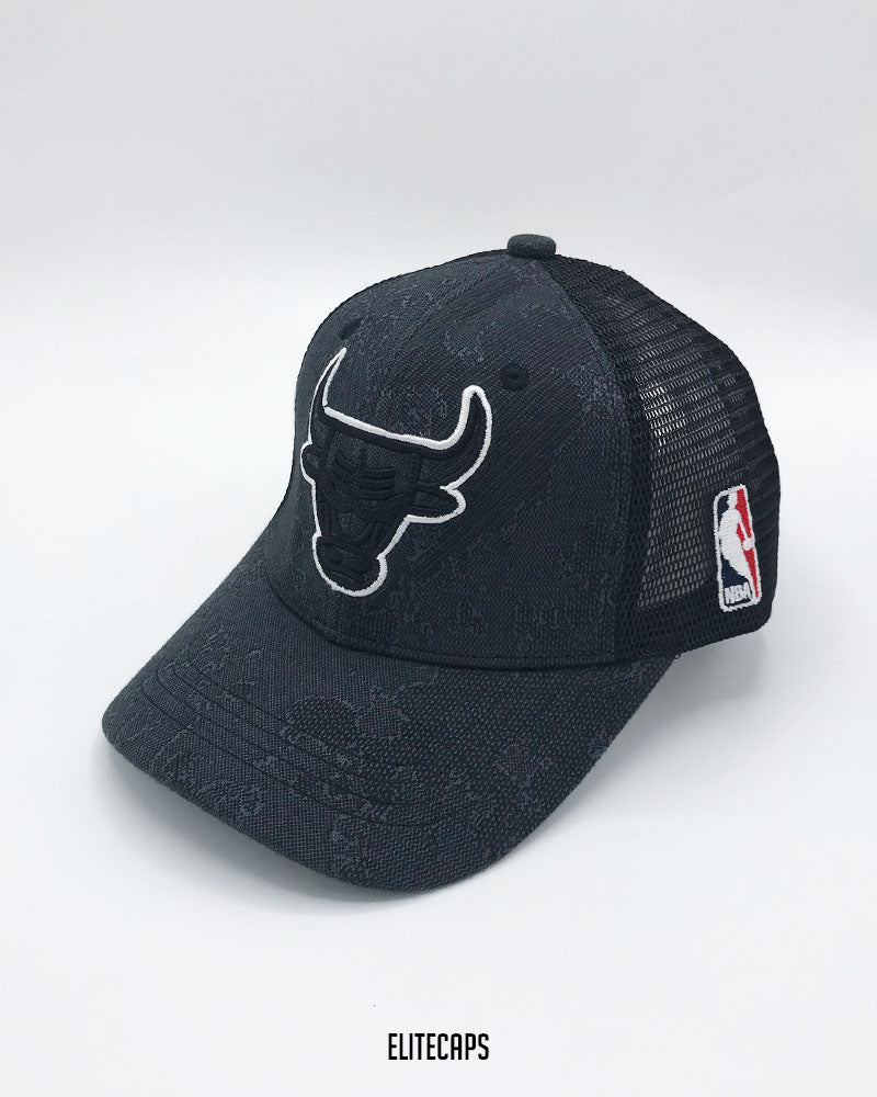 NBA Grey Bull Embroidered Trucker Cap - C0555