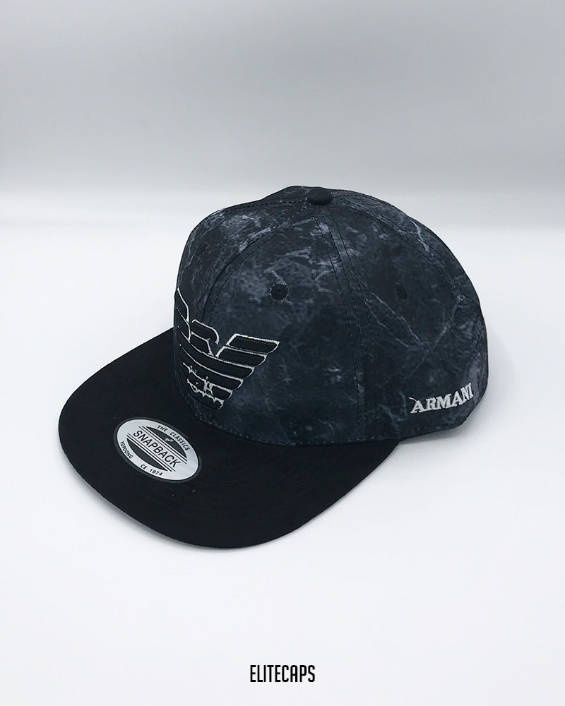 Black AR Marble Snapback Cap - C0317