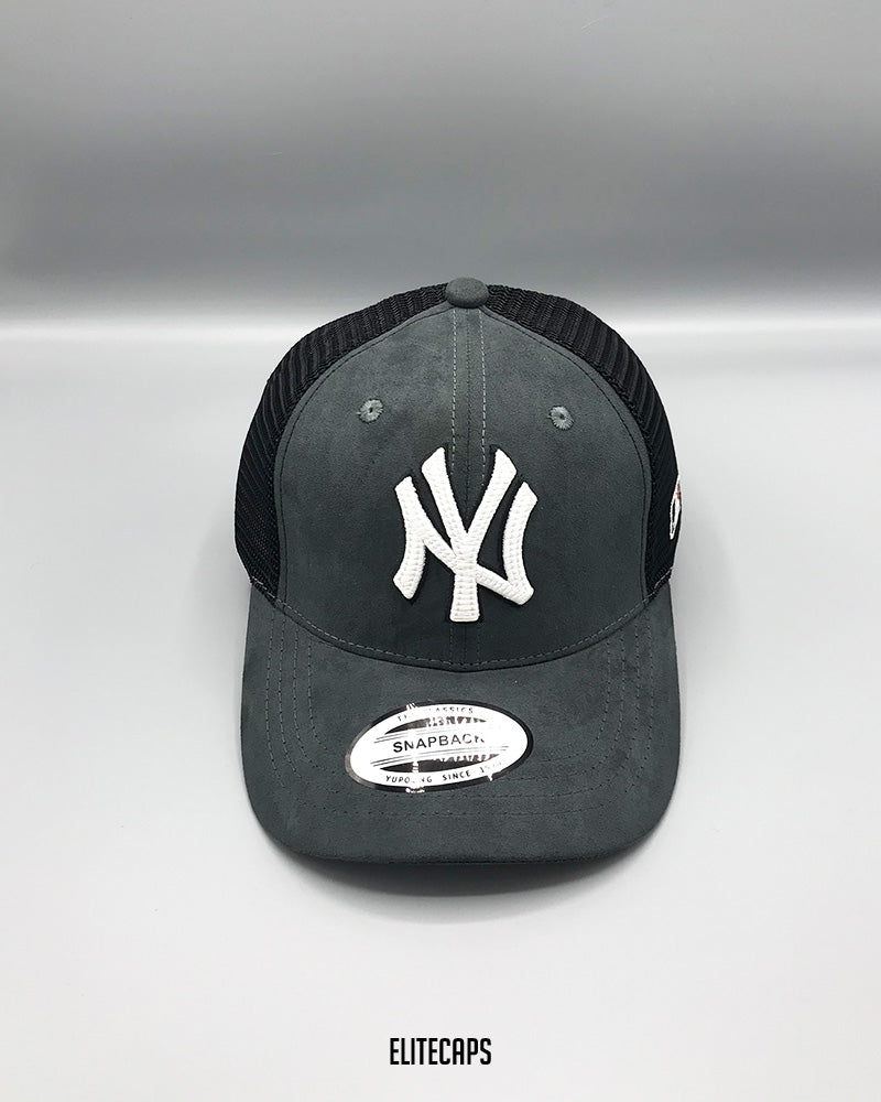 NY Dark Grey Suede Mesh Trucker - C0389