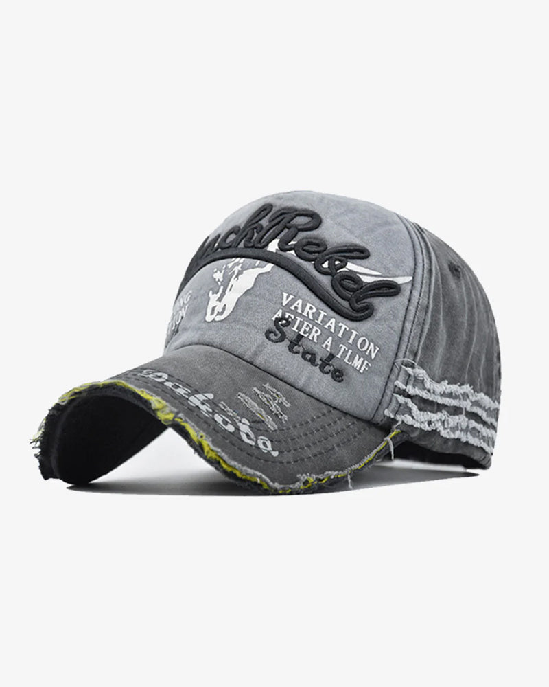 Grey Rugged Embroidered Baseball Cap - C0168