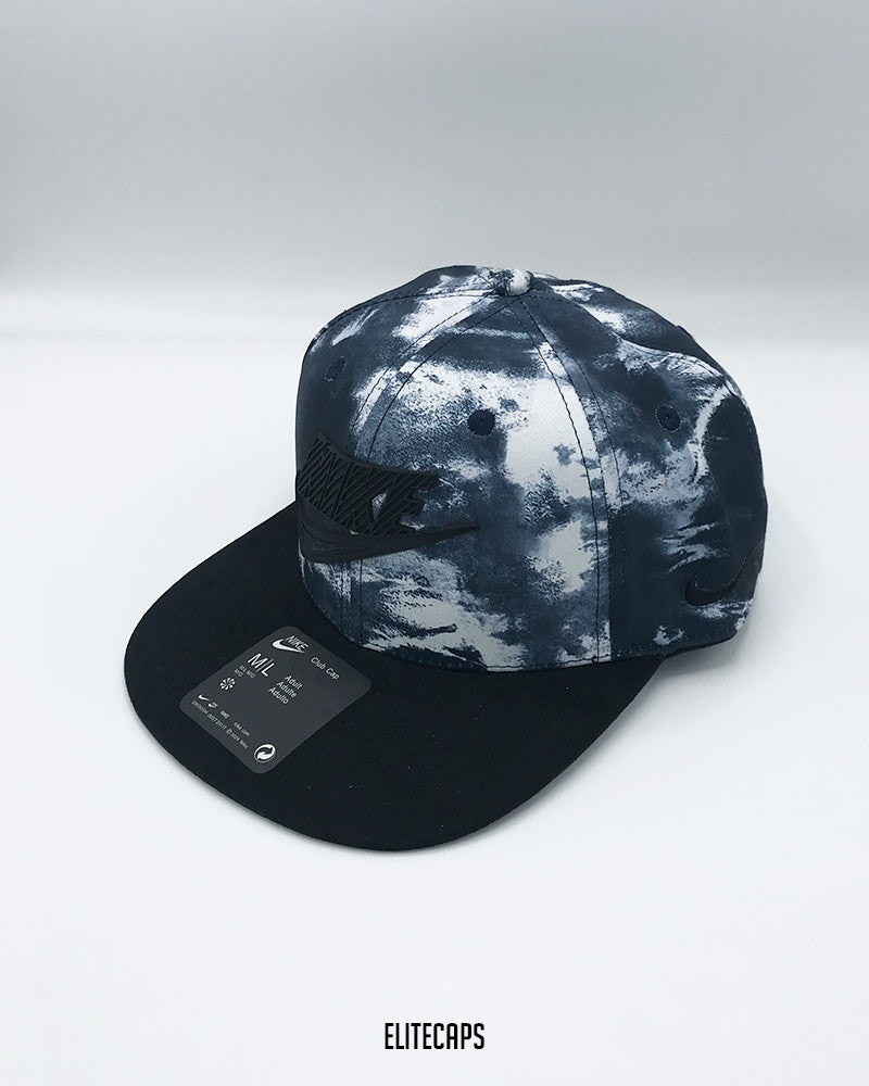NK Black & White Tie-Dye Snapback Cap - C0323