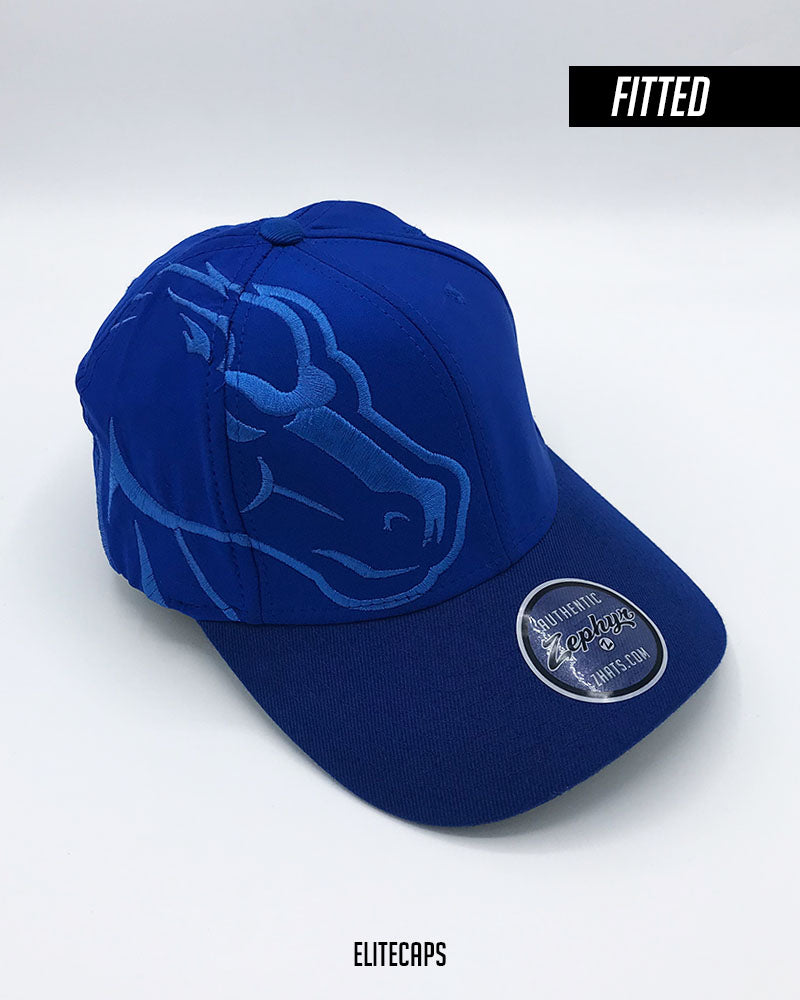Royal Blue Horse Embroidered Fitted Cap - C0487