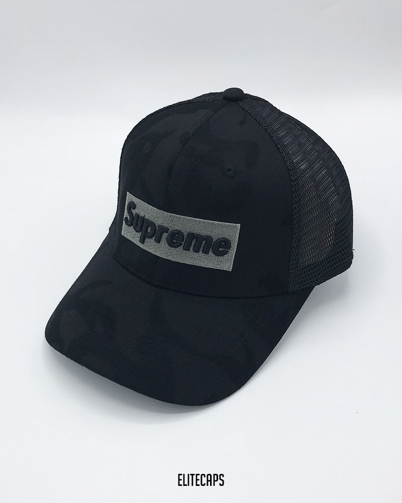 Supreme Black Camo Embroidered Trucker Cap - C0608