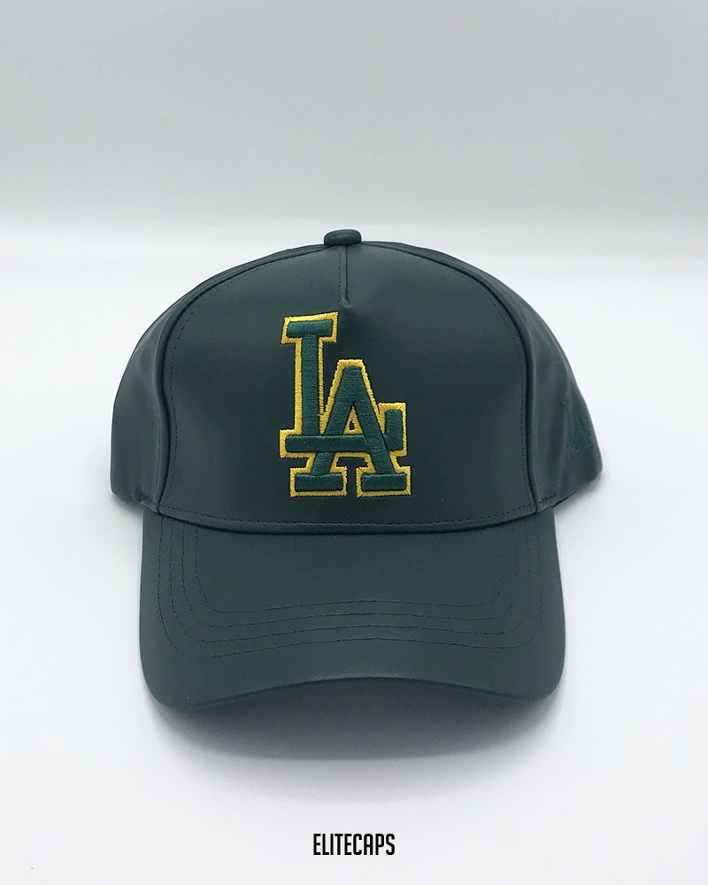 LA Deep Green Faux Leather Cap - C0360