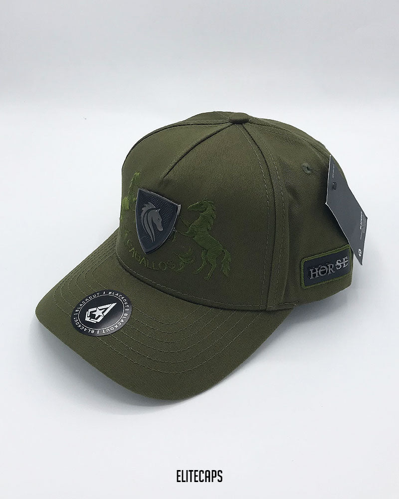 Luxury Green Horse Embroidered BKT Cap - C0475