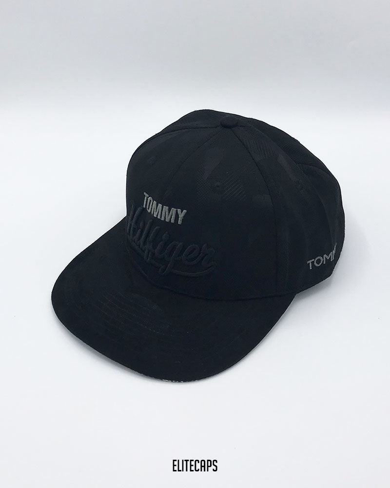 TOMMY HlLFIGER Black Embroidered Snapback Cap - C0632