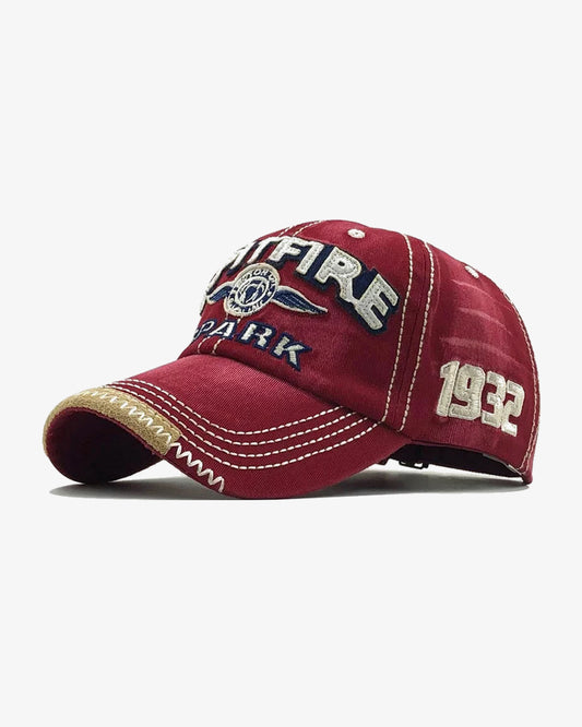 Maroon Spark Embroidered Cap - C0126