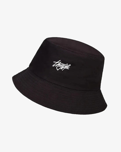 Black Typography Convertible Bucket Hat - C0102