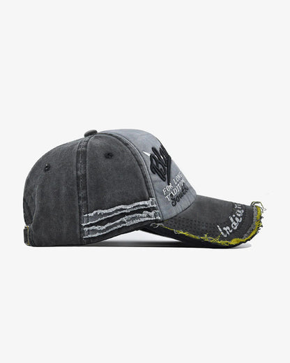 Grey Rugged Embroidered Baseball Cap - C0168