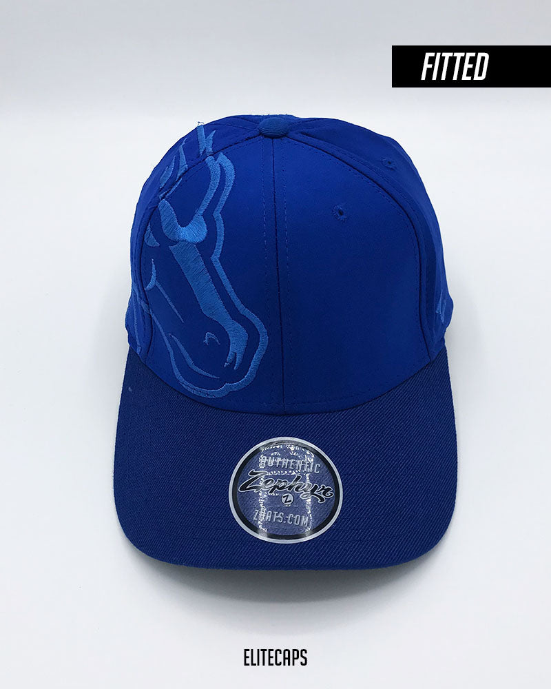 Royal Blue Horse Embroidered Fitted Cap - C0487