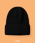 Premium Black Pearl Twist Knit Beanie - B0144