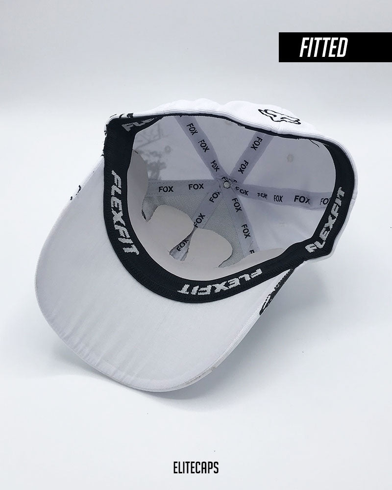 FOX Flex-fit White Signature Embroidered Fitted Cap - C0593