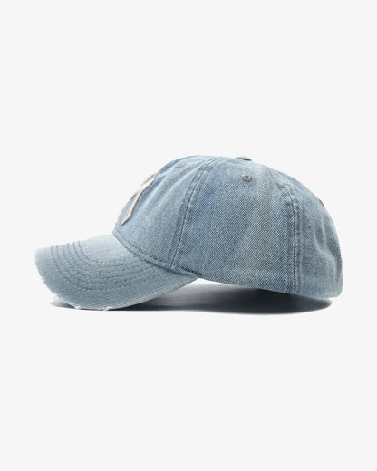 NY Embroidered Blue Denim Cap - C0135