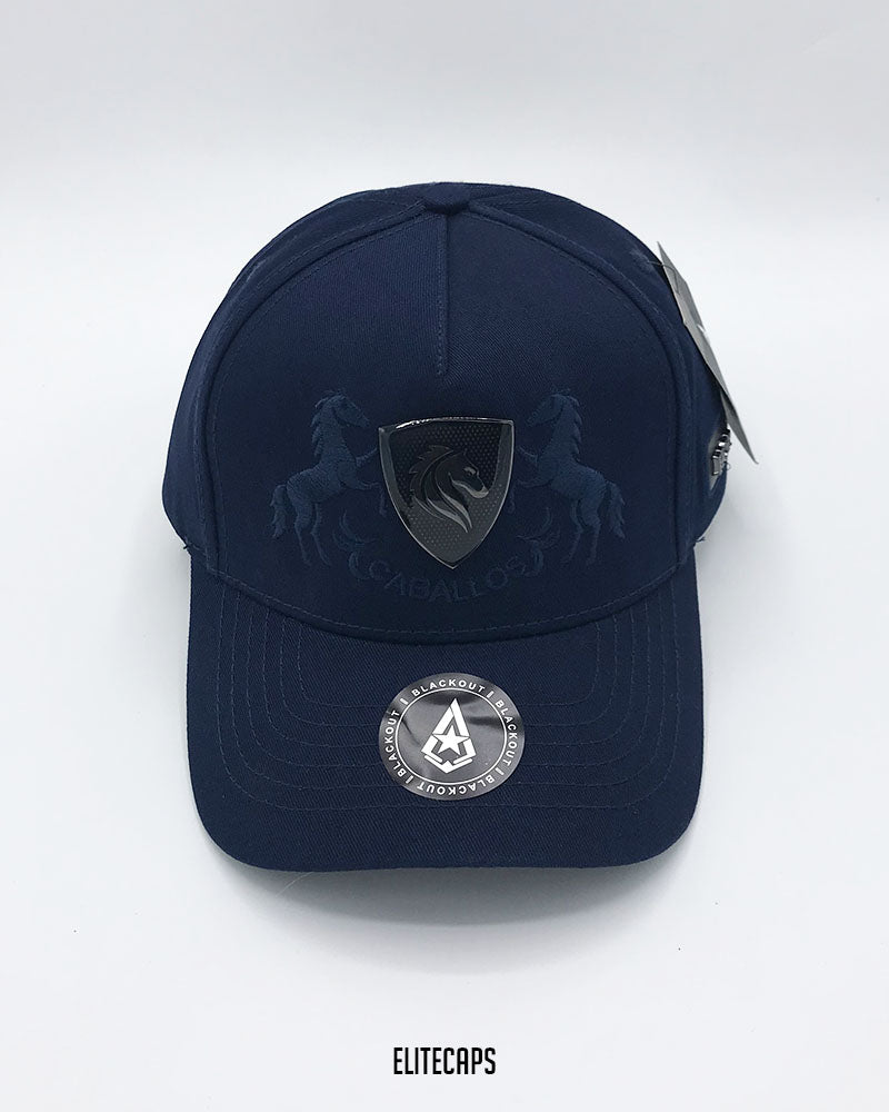 Luxury Navy Horse Embroidered BKT Cap - C0554