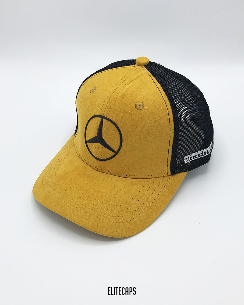Yellow Mercedes Suede Trucker Cap - C0686