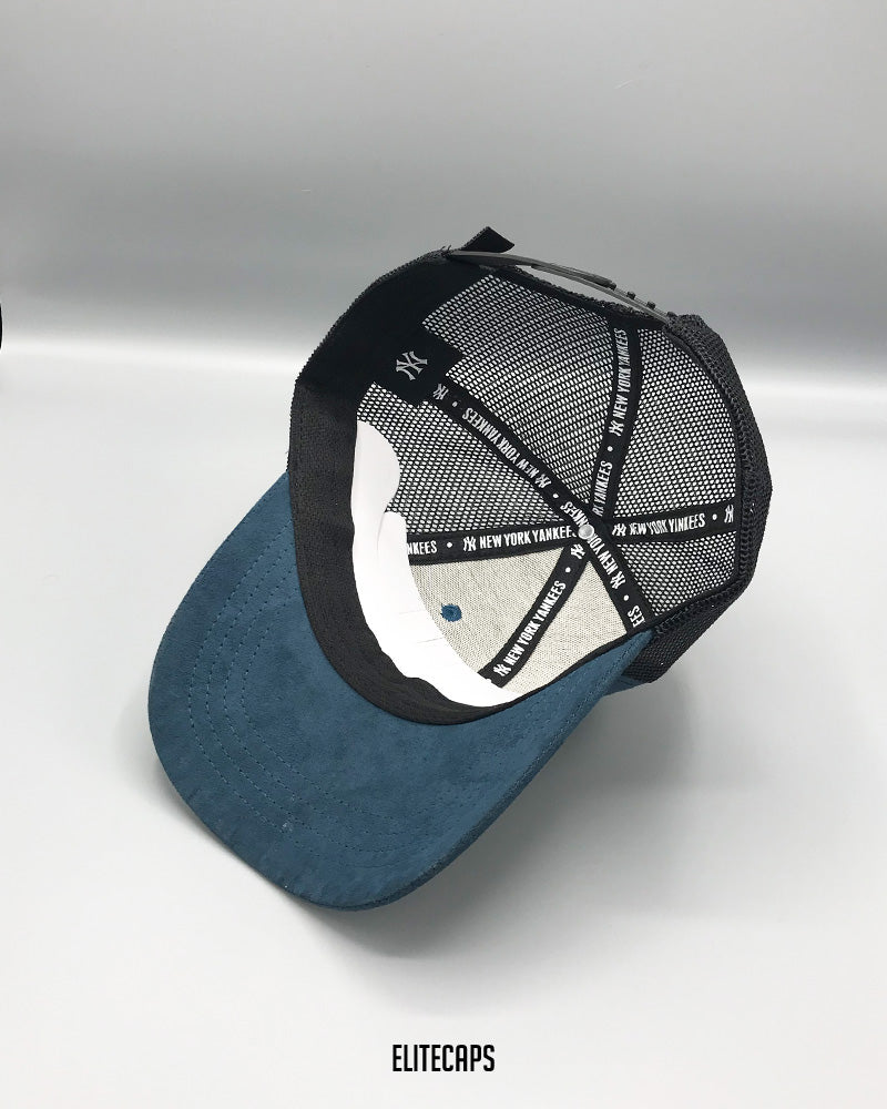NY Teal Suede Trucker Cap - C0388